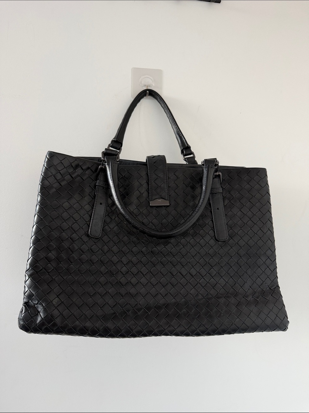 BOTTEGA VENETA Vintage Intrecciato Woven Leather Tote Bag Black - Picture 5 of 13